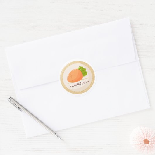 Ronde sticker voor worteljam pot (Envelop)
