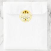 Ronde sticker zonnebloem bruidsuitnodiging (Tas)