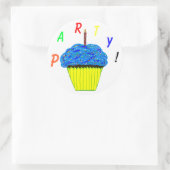 Ronde Stickers 1e verjaardag Blauwe Cupcake (Tas)