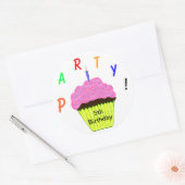 Ronde Stickers 5e verjaardag Roze koekje (Envelop)