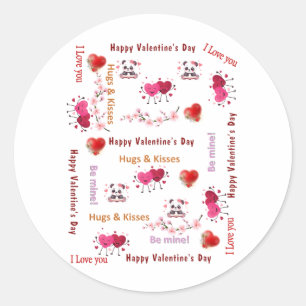 Ronde Stickers Kat Be My Valentine Liefde