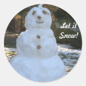 Ronde Stickers Laat het sneeuwsneeuwsneeuwman (Voorkant)