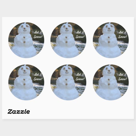 Ronde Stickers Laat het sneeuwsneeuwsneeuwman (Vel)