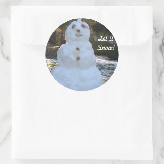 Ronde Stickers Laat het sneeuwsneeuwsneeuwman (Tas)