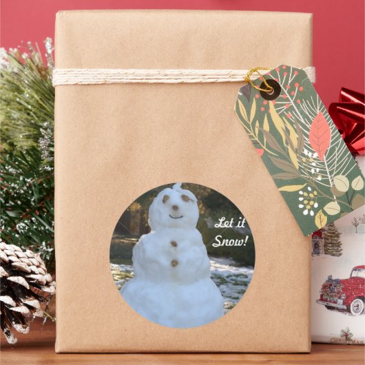 Ronde Stickers Laat het sneeuwsneeuwsneeuwman (Feestdagen)