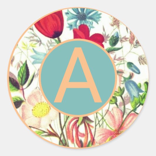 RONDE STICKERS MET BLOEMEN EN INITIALEN OP MAAT (Voorkant)