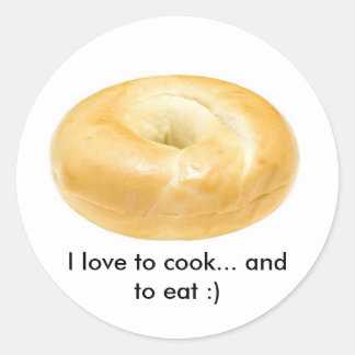Ronde stickers met een bagel
