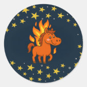 Ronde stickers met een rode paarden (Voorkant)