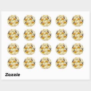 Ronde Stickers met Uil en Herfstmand