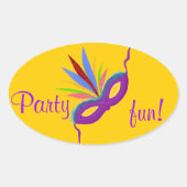 Ronde Stickers Paars Masker Feathers Mardi Gras Fu (Voorkant)