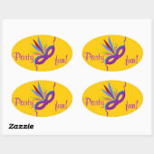 Ronde Stickers Paars Masker Feathers Mardi Gras Fu (Vel)