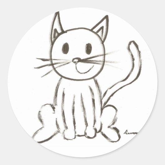 Ronde stickers van geverfd Kat - Set van 20 (Voorkant)
