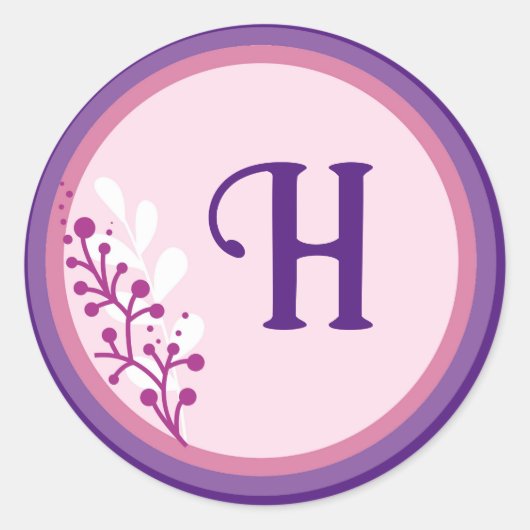 Ronde Stickers - Voeg je initiaal toe - Paarse (Voorkant)