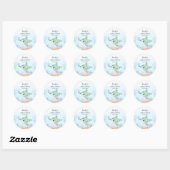 Ronde stickers voor zeeschildpad baby shower (Vel)