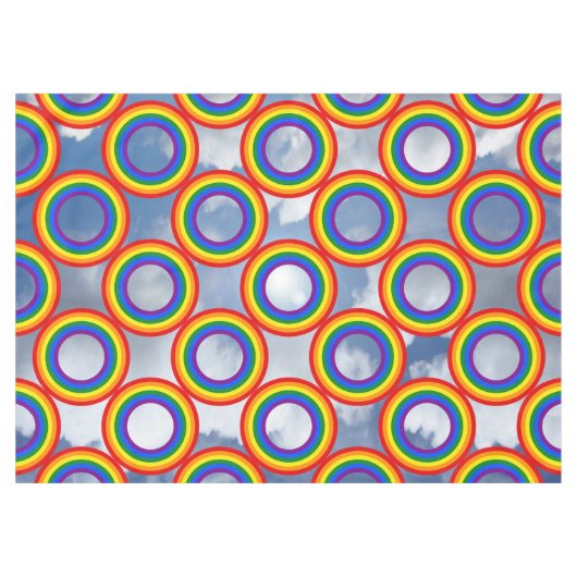 Ronde stripes Lijst regenboog + uw afbeeldingen Tafelkleed (Voorkant (Horizontaal))