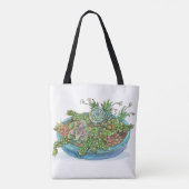 Ronde Succulente tuin Tote Bag (Achterkant)