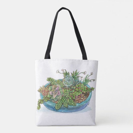 Ronde Succulente tuin Tote Bag (Achterkant)