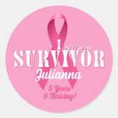 Ronde Survivor Breast Cancer Awareness Name Ronde Sticker (Voorkant)