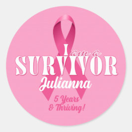 Ronde Survivor Breast Cancer Awareness Name Sticker
