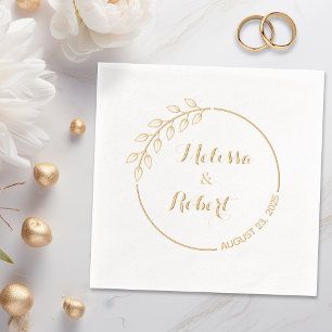 Ronde tak met bladeren Trouwkrans Folie Servetten