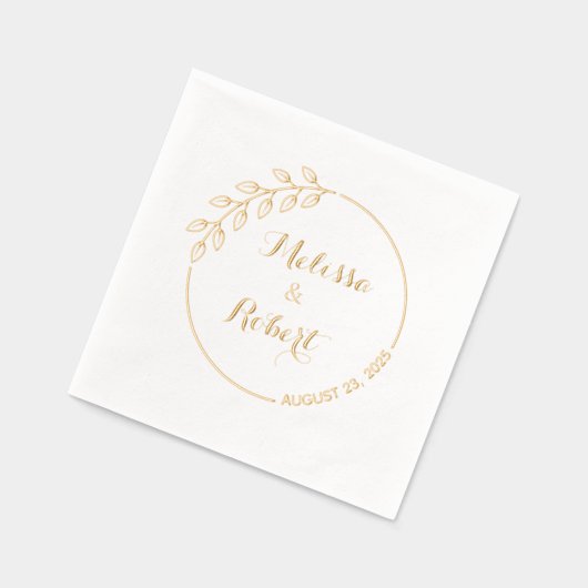 Ronde tak met bladeren Trouwkrans Folie Servetten (Links)