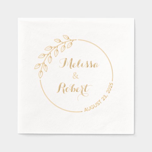 Ronde tak met bladeren Trouwkrans Folie Servetten (Voorkant)