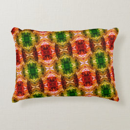 Ronde tekening genereert rode, groene en gouden vo accent kussen