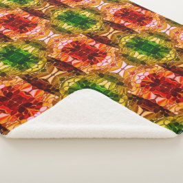 Ronde tekening genereert rode, groene en gouden vo sherpa deken