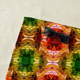 Ronde tekening genereert rode, groene en gouden vo strandlaken