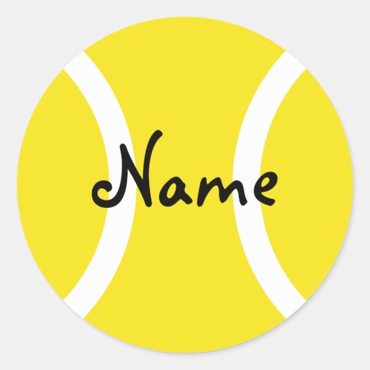 Ronde tennisbal sticker met aanpasbare tekst (Voorkant)