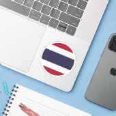 Ronde Thaise Vlagsticker Sticker (Laptop met iPhone)