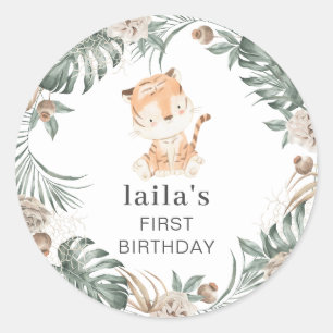 Ronde Tiger Floral Greenery Ronde Sticker