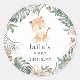 Ronde Tiger Floral Greenery Sticker