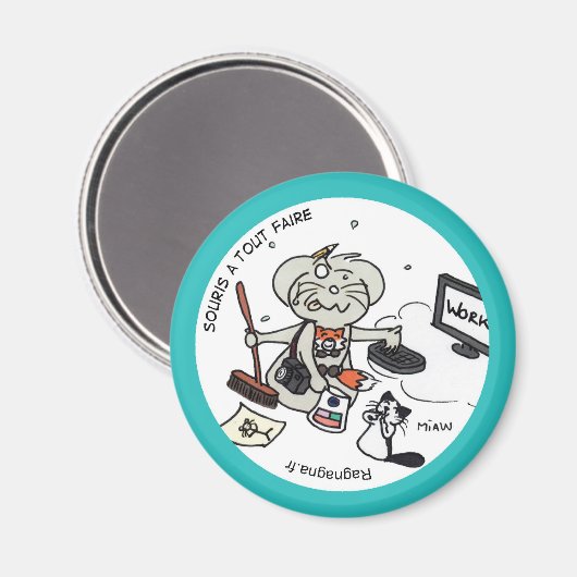 Ronde tijdlijn "muis om alles te doen" magneet (Voorkant / Achterkant)