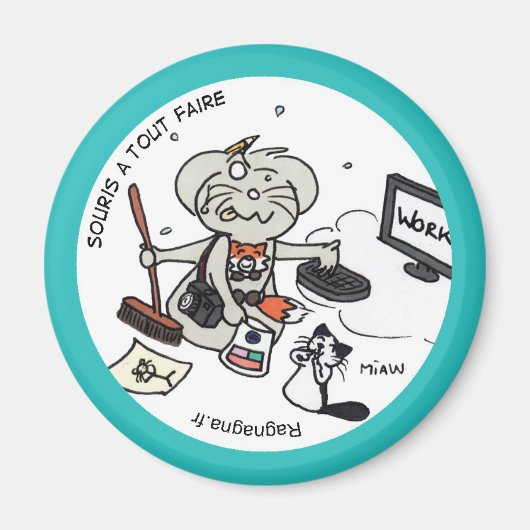 Ronde tijdlijn "muis om alles te doen" magneet (Voorkant)