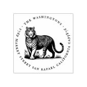 Ronde  Tijger Familienaam Retouradres Rubberstempel (Afrduk)