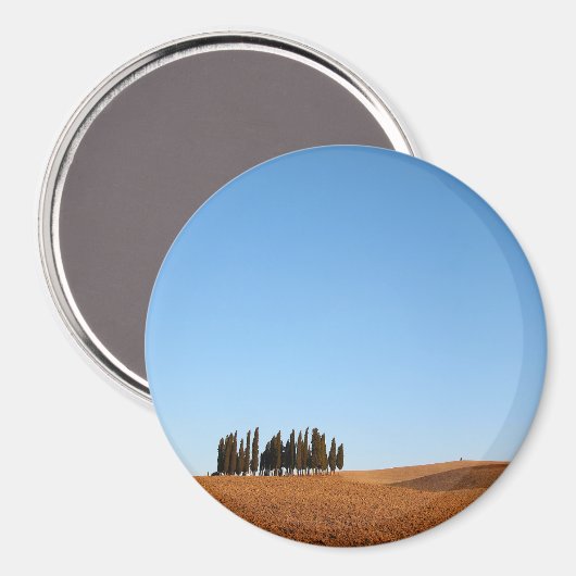 Ronde Toscaanse landschapsmagneet met cipressen Magneet (Voorkant / Achterkant)