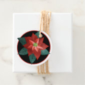 Ronde traditionele Rode Poinsettia kerstcadeaus Bedankjes Labels (In situ)