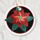 Ronde traditionele Rode Poinsettia kerstcadeaus Bedankjes Labels (Voorkant)