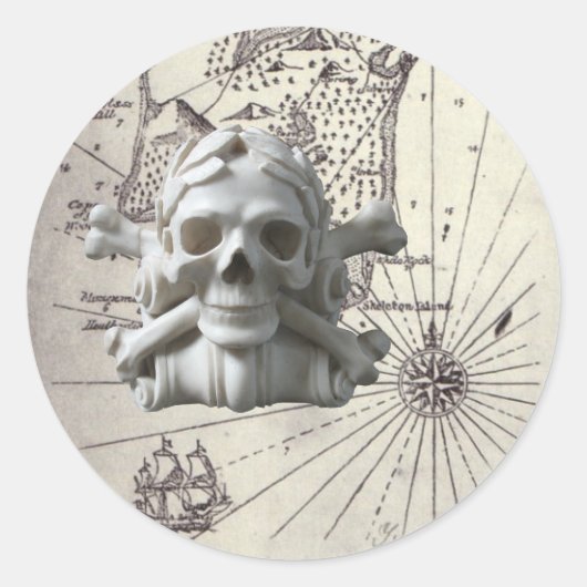 Ronde Treasure Island Kaart met Skull Stickers (Voorkant)