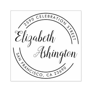 Ronde Trendy Typografie & het Adres van de Terugke Rubberstempel