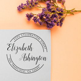 Ronde Trendy Typografie & het Adres van de Terugke Zelfinktende Stempel