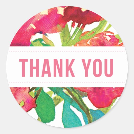 Ronde tropische bloemen dank u Sticker (Voorkant)