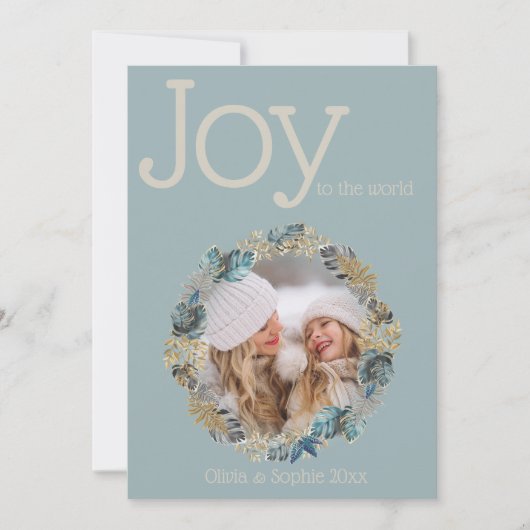 Ronde Tropische kerstblauwe foliage Foto Lijst (Voorkant)