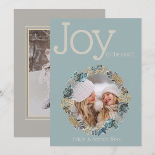 Ronde Tropische kerstblauwe foliage Foto Lijst (Voorkant / Achterkant)