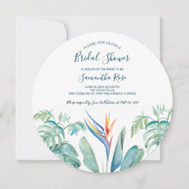 Ronde tropische Waterverf Botanische Vrijgezellenf Save The Date