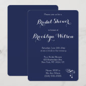 Ronde trouwfeest uitnodigingen in marineblauw met  (Voorkant / Achterkant)