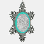 Ronde Turquoise Border Tin Sneeuwvlok Ornament (Links)