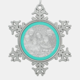 Ronde Turquoise Border Tin Sneeuwvlok Ornament