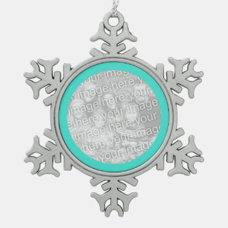 Ronde Turquoise Border Tin Sneeuwvlok Ornament